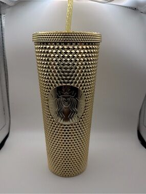 Starbucks Gold Studded Tumbler with Matching Straw